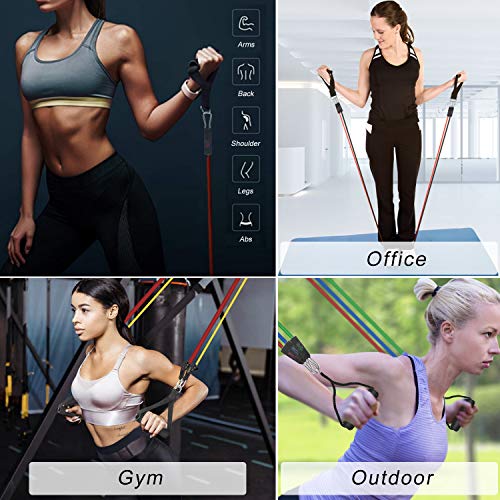 Resistance Bands Set, Donobi 150Lbs Workout Bands for Men Women Fitness,Natural Latex Tension Rope, Resistance Training Exercise Bands,Yoga-Pilates Office Home Gym Workout Fitness Equipment (150) - Thumbnail 4