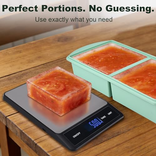 QUELIEN Grünes Silikon Gefriertablett mit Deckel – große Dual-Portion Silikonformen (250ml & 500ml) – stapelbare lebensmittelechte Gefrierbehälter für Suppe, Soße, Smoothies & Meal Prep 4