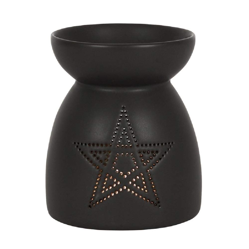 Jja Black Wax Melt Burner, Pentagram Cut Out Oil Burner Essential Oils And Wax Melts Tea Light Holder Fragrance The Home Aromatherapy Witchcraft