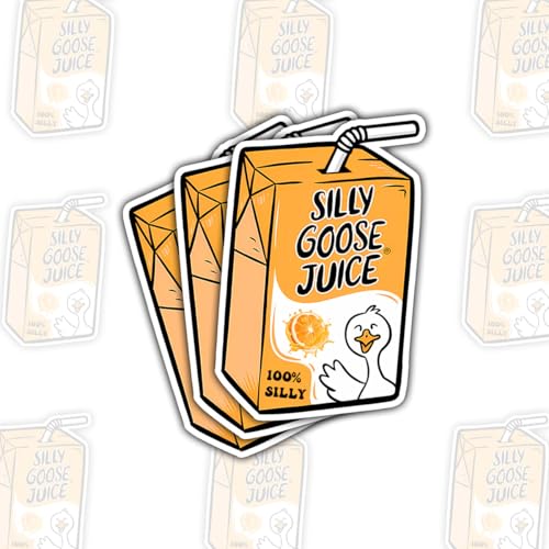 3pcs Silly Goose Juice Sticker – Funny Drinking Meme Quote with Chaotic Bird Energy for Laptop Water Bottle Phone Case Tumbler Kindle Hard Hat Quote Decal Gifts 2in