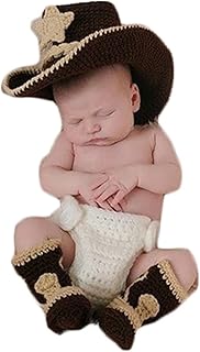 Newborn Baby Photography Props Boy Girl Photo Shoot Crochet Knitted Cowboy Hat Diaper Outfits