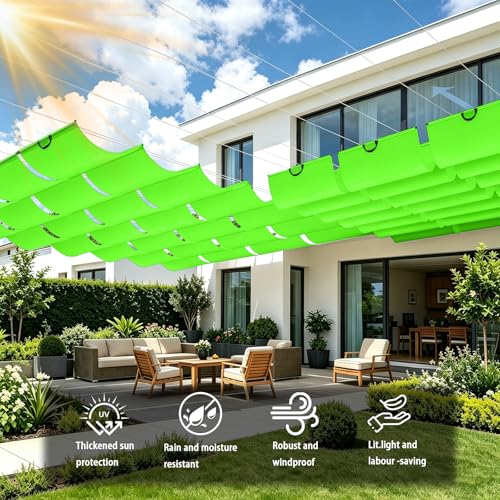 Voile ombrage rétractable vague imperméable et indéchirable vert - 4