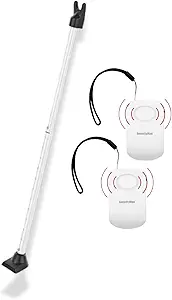 SECURITYMAN 2-in-1 Door Security Bar (1 Pack - White) & Door Handle Alarm (2 Pack) – Heavy-Duty Iron Door Jammer & 130dB Vibration-Triggered Portable Alarm for Home, Travel, and Hotel Security