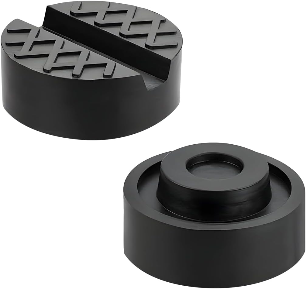 2 PCS Jack Pads, Trolley Floor Jack Disk Rubber Pad Extension for Pinch Weld Side, Universal Slotted Frame Rail Pinch Welds Protector for Floor Jacks, Car Accessories