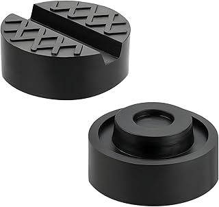 2 PCS Jack Pads, Trolley Floor Jack Disk Rubber Pad Extension for Pinch Weld Side, Universal Slotted Frame Rail Pinch Welds Protector for Floor Jacks, Car Accessories