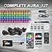 OPT7 Aura Pro 6PC Double LED Interior Strip Lights with APP & Remote Control, Multicolor Mode, Sound Active Inside Ambient Lighting Kit, Truck SUV RV Footwell Floor Decor, 12V Car Charger