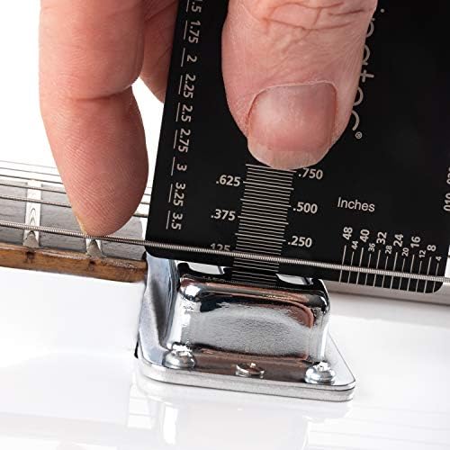 Guitar String Action Gauge Set Up Ruler for Electric, Acoustic, Bass, Classical Guitar - Imperial and Metric Measurements - 500 Micron Anodised Steel - MADE IN UK