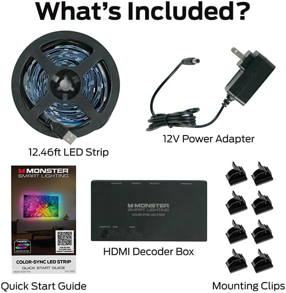 Miniatura 6 de Monster Tira de luz LED de retroiluminación para TV con caja de sincronización de color HDMI para televisores de hasta 85 pulgadas, flujo de color