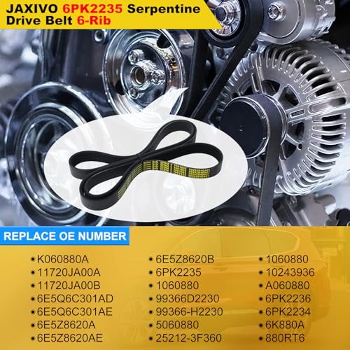Image of 6PK2235 Serpentine Belt V-Ribbed Drive Belt for 05-10 SC430 4.3L,98 Express 1500 /2500 /3500 Without A /C,06-09 Fusion 2.3L,12-13 Equus /Genesis 5.0L,07-12 Altima 2.5L,Replace 1060880
