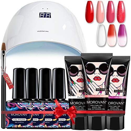 Morovan Nail Polygel Kit Nail Extension Nail Builder Gel Milk Nude Brown Beginner at Home All-in-One Kit