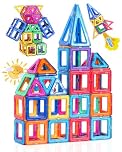 Theefun 60PCS Magnetic Tiles for Kids, 3D Magnet Building Blocks STEM Montessori Educational Toys with Assorted Shapes & Colours, Magnetic Toys for 3–8 Year Old Boys Girls Christmas Birthday Gift