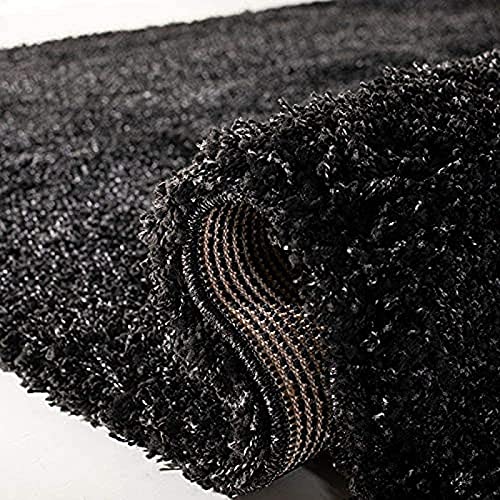 Image of SC Shifa CarpetSoft Round Faux Fur Area Rug with 2 Inch Pile Height Fluffy Plush Circle Carpet (Black Feet Black Color)