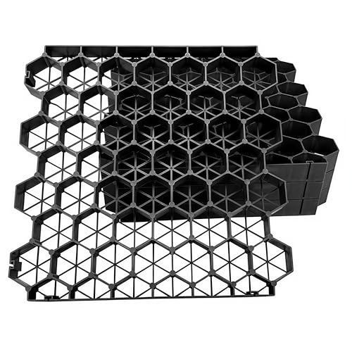 GP GLOBAL TerraBrace Heavy Duty Plastic Gravel Grid Ground Stabilizer Permeable Grass Paver Panels 15.8 x 15.8 1.2 Thick Covers 14 Sq Ft (8 Panels) Driveway Parking Pad Grass & Shed Base