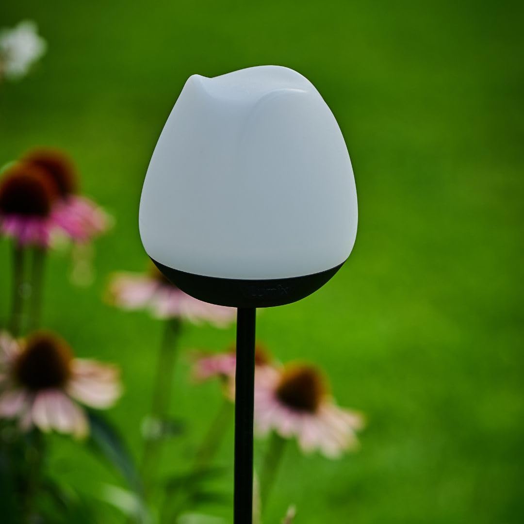 Lumix® Solar Flowers 1x Solarleuchte für Außen Garten von Krinner innenliegendes Solarpanel, IP44, Auto EIN/AUS mit RGB, Auto Change und neutralem LED Licht, Gartenleuchte Rosy 1 Stück