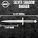 GIL HIBBEN Silver Shadow Dagger Knife With Leather Sheath - Double-Edged Stainless Steel Blade, Wire-Wrapped Handle, Signature Stamp, Must-Have for Hibben Collectors - Length 12 1/4