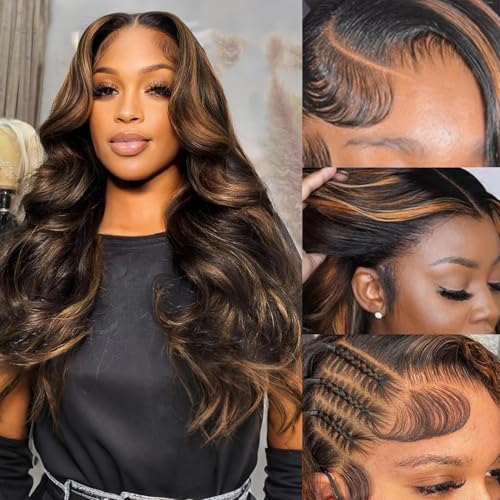 Vemalin Ombre Lace Front Wig Human Hair Highlight Body Wave