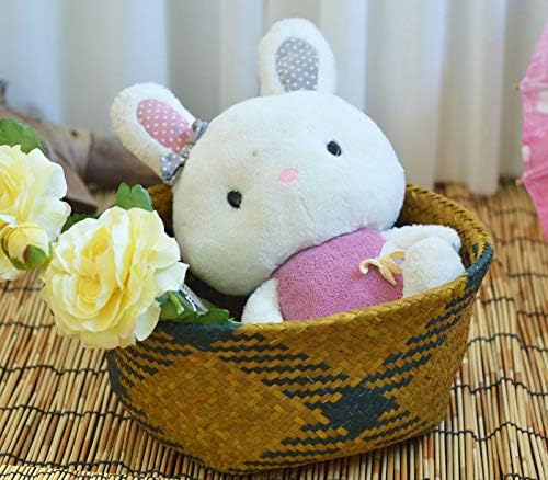 SZETOSY Natural Seagrass Basket, Hand Woven Storage Basket With Handle for Toys Laundry, Flower Planter - Image 4