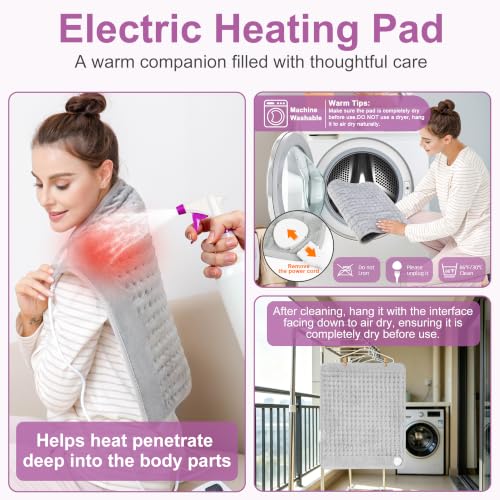 Image of Heating Pad,Electric Heating Pads,Heating Pad for Back,Gray,24x20 Inch