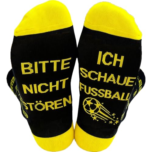 Lustige Fussball Socken Geschenke für Männer Baumwolle Socken mit Spruch Bitte Nicht Stören Ich Schaue Fußball Geschenke für Papa Opa Kinder Vatertag Weihnachten Fanartikel für Dortmund Fans