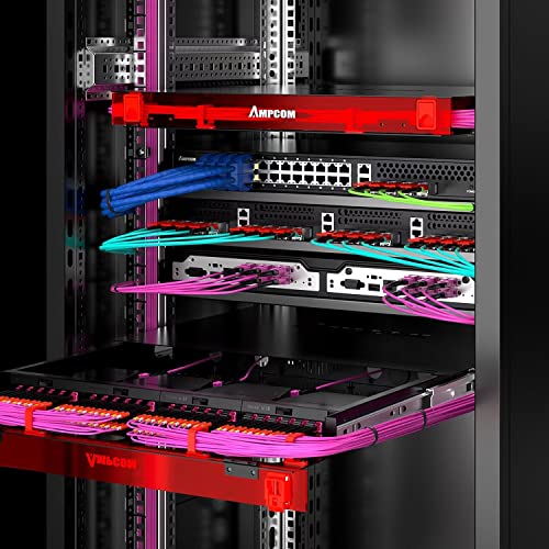 Image of AMPCOM MPO to MPO Trunk Cable 50 /125μm Multimode OM4 (12 Fiber, MPO to MPO Female, Type B, LSZH /Riser, UPC, Magenta) 2m (6ft)
