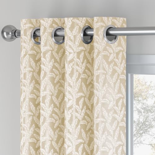 Image of HOKIPO Majestic Eyelet Curtain 7 Feet Long Single Panel, Accent Beige