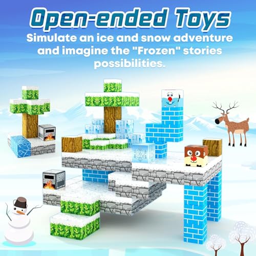 Magnetic Blocks-Build Mine Magnet World Frozen Toys, Magnetic Tiles Building Kids Toys for Girls Age 3 5 7 8 Princess STEM Sensory Kids Games Toddler Toys for 3+ Years Old Girls & Boys Birthday Gifts - Image 3