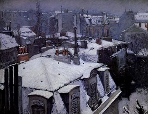 Décoration murale Toits sous la neige affiche impression d'art Gustave Caillebotte 60x90cm