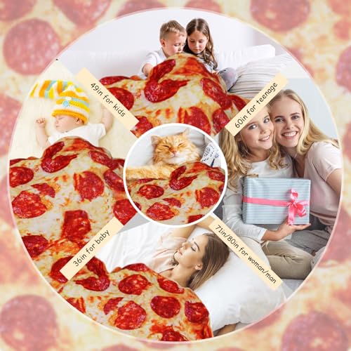 Image of Lhedon Pizza Blanket Adult 80 Inch Round Food Throw Flannel