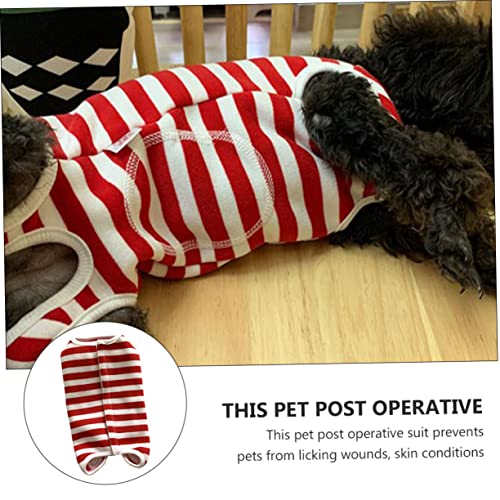 Traje postoperatorio para perros Toddmomy pack de 3 ropa transpirable a rayas burdeos 4