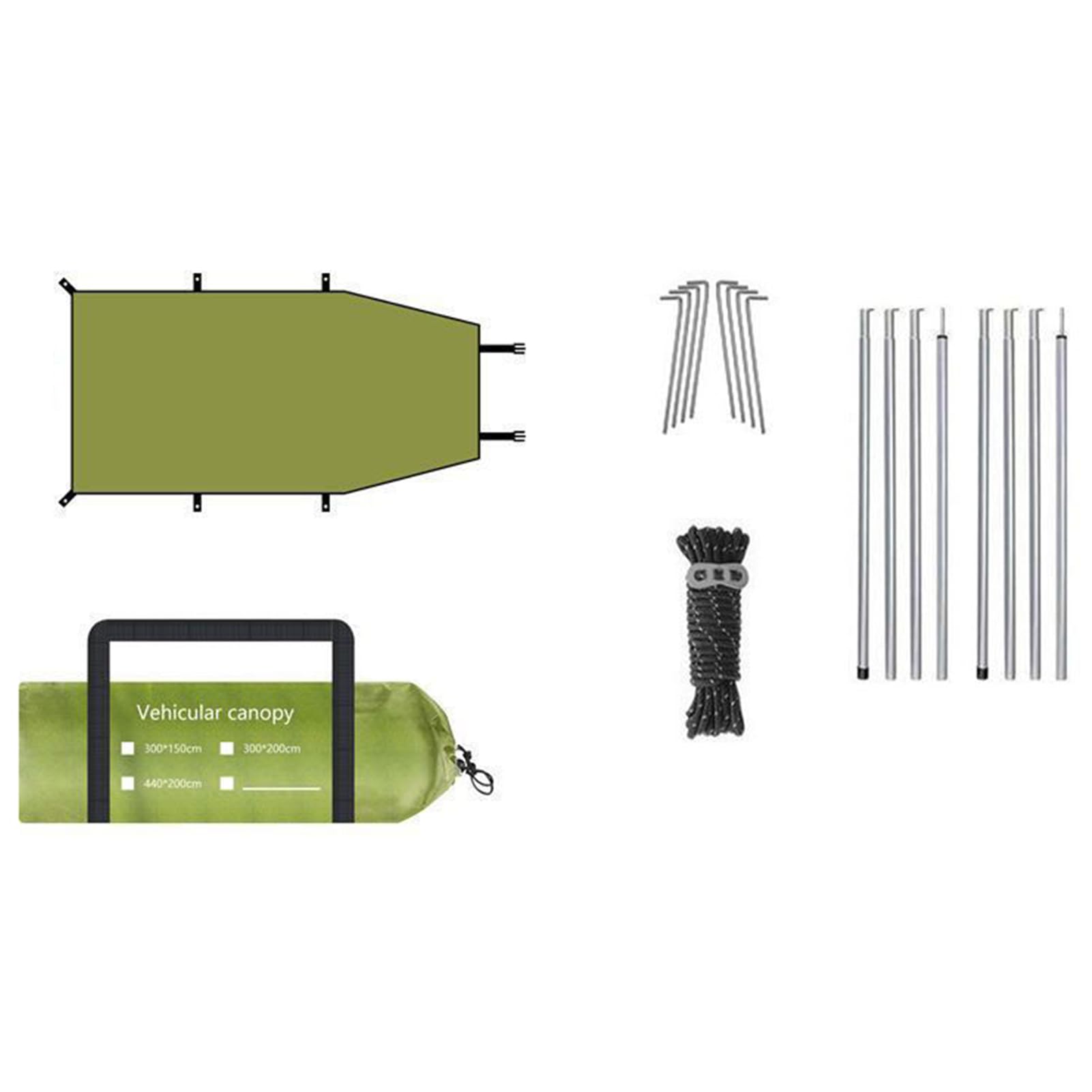 Tienda de Techo para vehículo, Tienda de Techo con Bloque UV, Interior para Acampar, poliéster para Coche, toldo automático, Impermeable, Verde