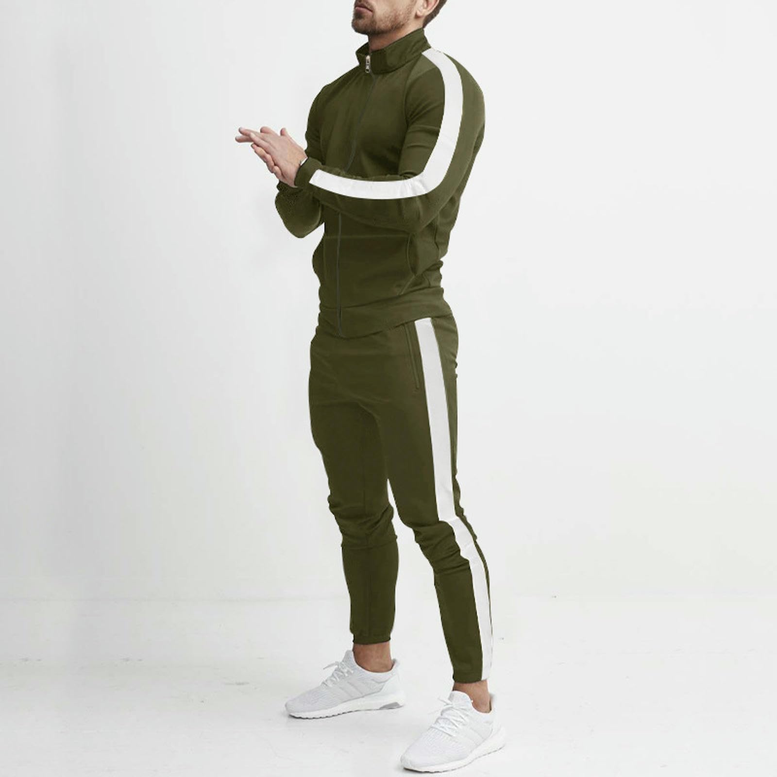 Tute da Uomo A Zip per Uomini, Abbigliamento Sportivo Casual, Giacche E Pantaloni-h-XXL