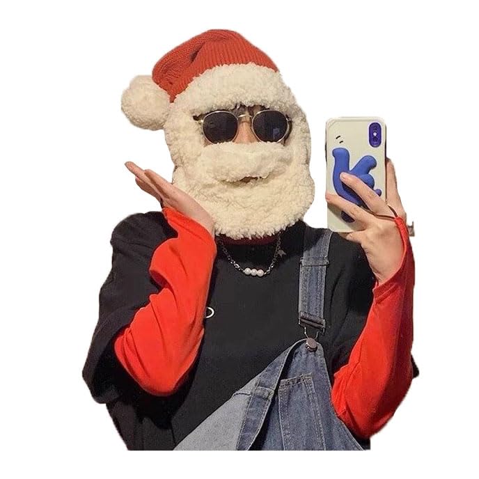 Accessoires photo de Noël en famille avec le bonnet barbe de Père Noël