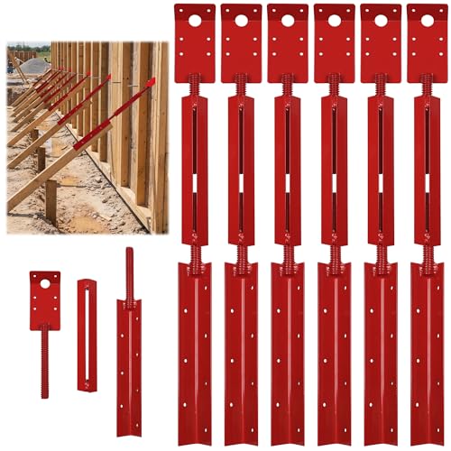Chonway 6PCS Concrete Turnbuckle Form Aligner 28.8\" - 36.5\" Adjustable Wall Brace Solid-State Welding Concrete Tools with 3\" X 5.5\" Bent Plate Wall Plate for Wall & Beam Alignment Concrete Forms