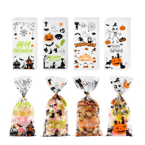 Oeyliz Halloween Cellophane Treat Bags Halloween Trick or Treat Goody Gags - image 1
