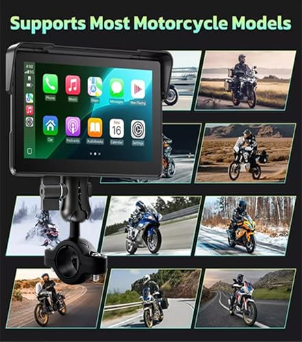 Image of C7 Motorcycle Carplay, GPS Navigation System with Apple CarPlay & Android Auto, 7-inch HD Touchscreen for Motorcycle, IP67 Waterproof, Support Dual Bluetooth, Smartphone Mirroring(C7 with TPMS)