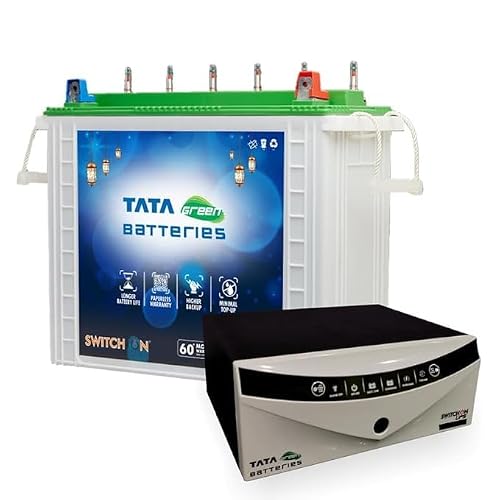 Image of Tata Green Batteries Inverter & Battery Combo (Switch ON Pure Sine Wave 1450VA/12V Inverter INTT280072 240AH Tall Tubular Inverter Battery) for Home and Office