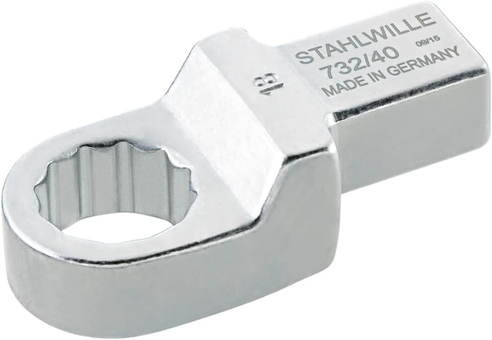 Stahlwille 58624040 3/4" Bi-Hex Ring Insert Tool for Torque Wrenches, 14mm x 18mm Mount, Nickel Construction, Chrome-Plated Finish, Secure Fixation, Made in Germany