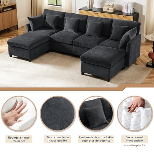 Sofá modular esquinero convertible con cojines desmontables para limpiar fácil 6