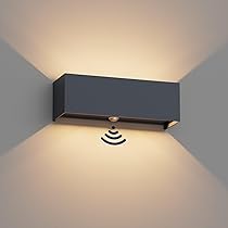 Coinmit Lampada da parete da esterno da 30 W con sensore di movimento, 3000 K, IP65 con sensore di movimento, fascio di luce regolabile, adatta per interni ed esterni, terrazza, balcone e molto altro