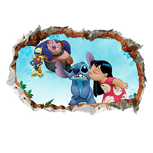 Stitch Wall Decals Cute Vinyl Wall Stickers Waterproof Removable Mural Bedroom Living Room Baby Kids Room Art Design Self-Adhesive Wall Decor (Ct20397Bj) #TOP4