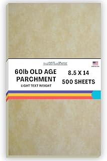 500 Old Age Parchment 60# Text (=24# Bond) Paper Sheets - 8.5" X 14" (8.5X14 Inches) Legal|Menu Size - 60 lb/Pound is Not Card Weight - Vintage Colored Old Parchment Semblance