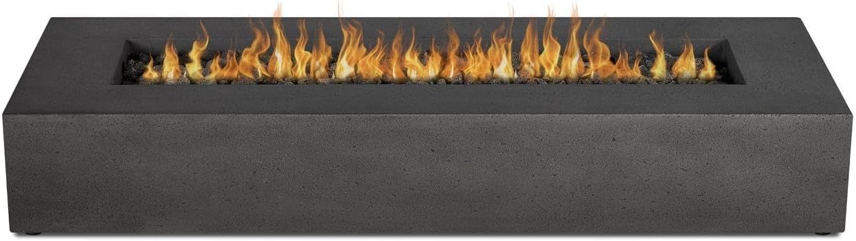 BBQGuys Signature La Valle 72-Inch Rectangle Natural Gas Fire Table - Carbon (Ships as Propane w/Conversion Kit)