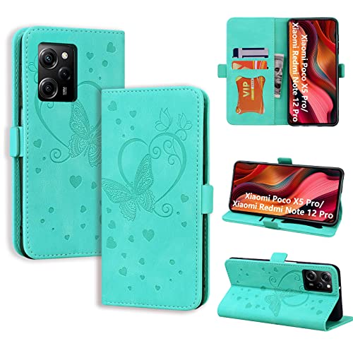 Custodia WOBURN In Pelle PU Per Xiaomi Poco X5 5G / Redmi Note 12 5G - Flip Portafoglio Con Funzione Stand, Verde