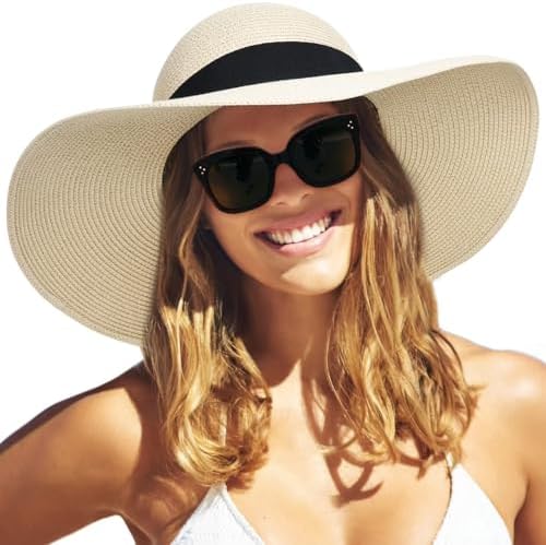 FURTALK Womens Sun Straw Hat Wide Brim UPF 80 Summer Hat Foldable...