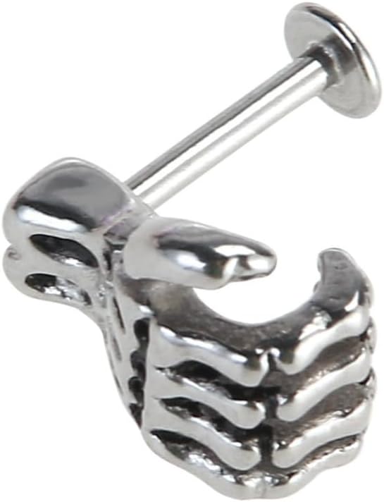 Skeleton Hand Lip Piercing Studs Stainless Steel for Halloween Season