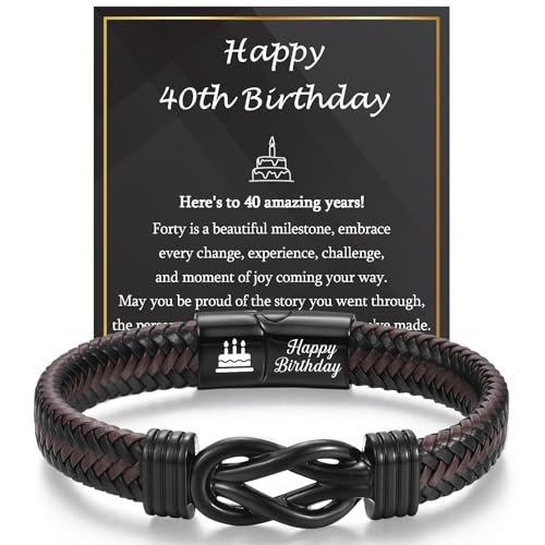 Image of EPVID 40th Birthday Gifts for Men, Engraved Leather Bracelet