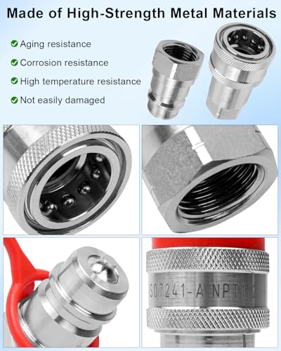 Image of 1 /4 inch Ag Hydraulic Quick Connect Tractor Coupler ISO 7241-A | Fit for PARKER 6000 Series FASTER ANV Series AEROQUIP 5600 Series HANSEN HA15000 Series, Hydraulic Couplers
