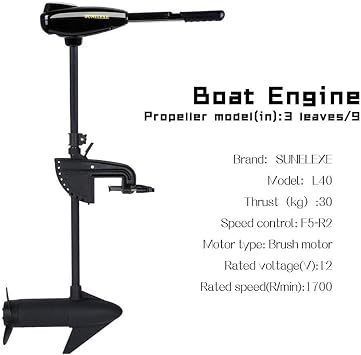 Boat Engine TBVECHI 40lb Electric Trolling Motor 12V 408W Outboard Engine Boat Motor