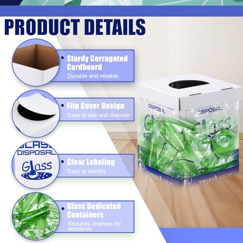 Image of Resurhang 6 Sets Cardboard Broken Glass Disposal Box Floor Model Laboratory Safe Trash Can for Glass Sharps Disposable Garbage Disposal Container Cartons Trash Bins (9 inch L X 9 inch W X 10 inch H)