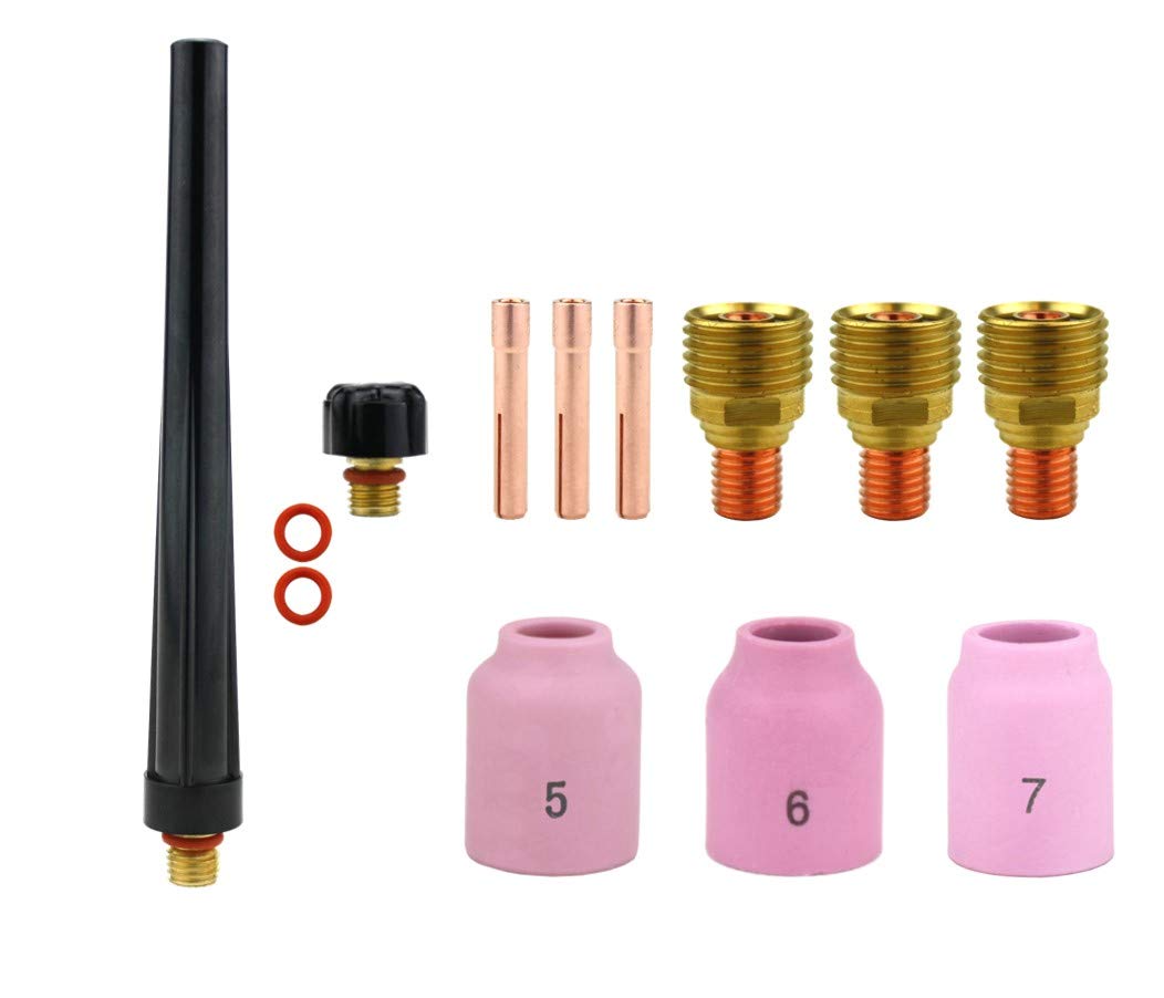 Consumables Kit for 9-20-25 Series TIG Torches with Gas Lens Set-Up - Sizes: 1/16